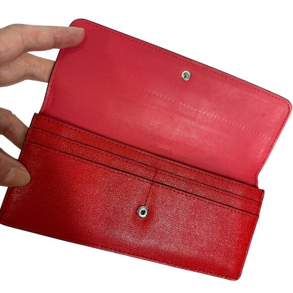 Coach Red Shoulder Tote Bag Top Zip Big Saffiano Leather + Red Wallet Set 23821 - Picture 12 of 15